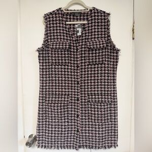 Primark Tweed Mini Dress with Pockets and Frayed Hem Size 14 NWT